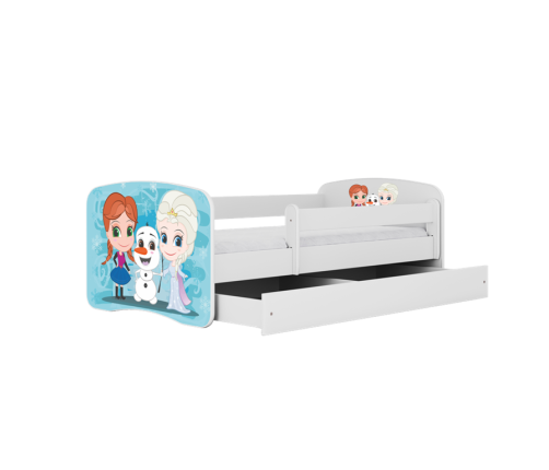 Bed babydreams white frozen land without drawer with mattress 160/80