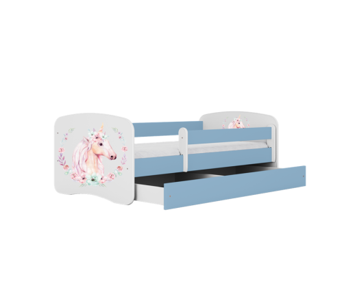 Bed babydreams blue horse without drawer with mattress 180/80