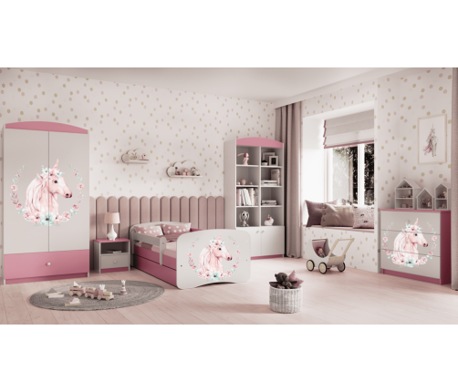 Bed babydreams pink horse without drawer with mattress 160/80