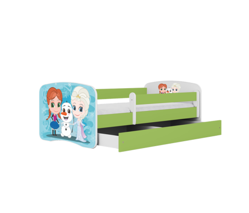 Bed babydreams green frozen land without drawer with mattress 140/70