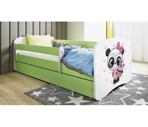 Bed babydreams green panda without drawer with mattress 140/70