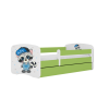 Bed babydreams green raccoon without drawer with mattress 140/70