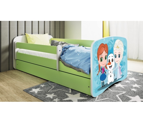 Bed babydreams green frozen land without drawer with mattress 160/80