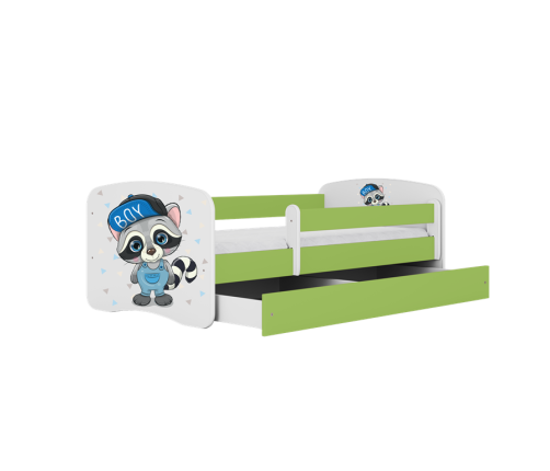 Łóżko babydreams zielone szop z szufladą materac 160/80