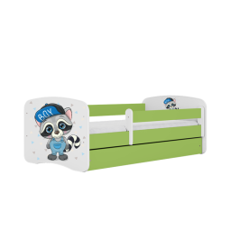 Bed babydreams green raccoon without drawer with mattress 180/80