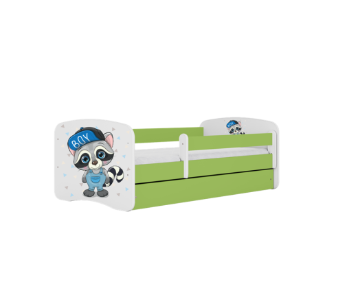 Bed babydreams green raccoon without drawer with mattress 180/80