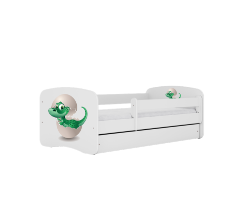 Gulta White Little Dino bez atvilktnes ar matraci 140x70