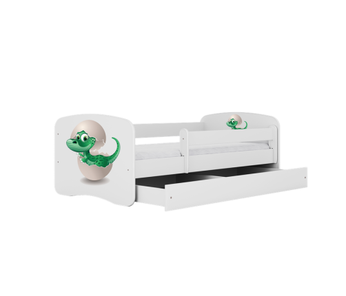 Gulta White Little Dino bez atvilktnes ar matraci 140x70