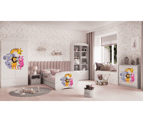 Gulta White Zoo bez atvilktnes ar matraci 140x70