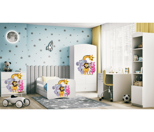 Gulta White Zoo bez atvilktnes ar matraci 140x70