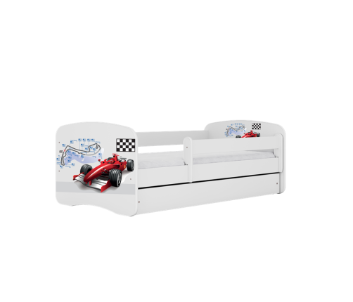 Детская кровать белая Formula с ящиком и матрасом 140x70