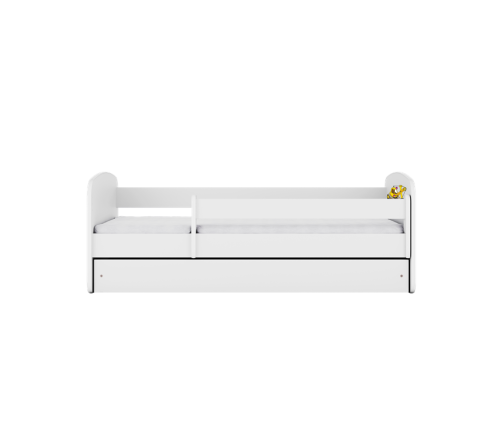 Детская кровать белая Excavator с ящиком и матрасом 140x70