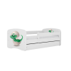 Bērnu gulta balta Little Dino ar atvilktni un matraci 140x70 Bērnu gulta balta Little Dino ar atvilktni un matraci 140x70