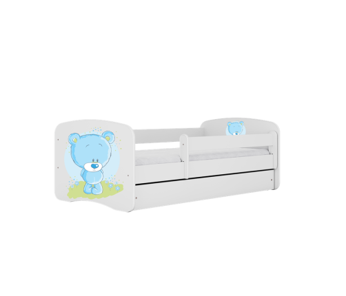 Детская кровать белая Blue Bear с ящиком и матрасом 140x70