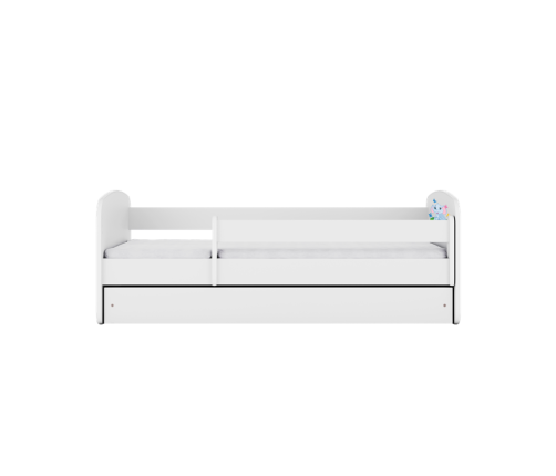 Детская кровать белая Elephant с ящиком и матрасом 140x70