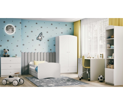 Bed babydreams white without pattern with drawer with mattress 160/80
