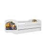 Bērnu gulta balta Truck bez atvilktnes ar matraci 160x80
