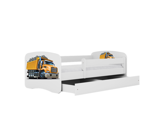 Bērnu gulta balta Truck bez atvilktnes ar matraci 160x80
