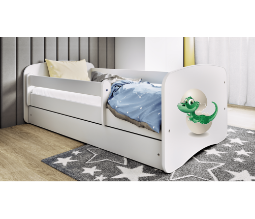 Белая кровать Little Dino без ящика с матрасом 160x80