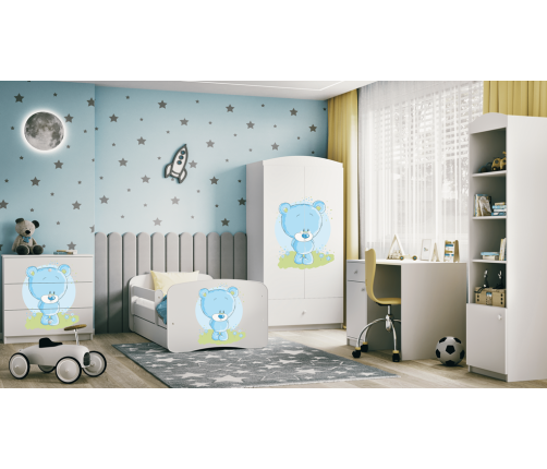 Белая кровать Blue Bear без ящика с матрасом 160x80