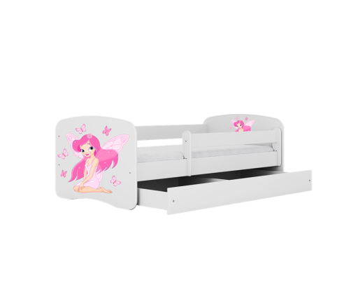 Balta gulta Fairy with Butterflies bez atvilktnes ar matraci 160x80