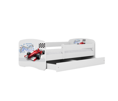 Детская кровать белая Formula с ящиком и латексным матрасом 160x80