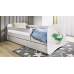 Детская кровать белая Little Dino с ящиком и латексным матрасом 160x80
