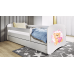 Детская кровать белая Bear Butterflies с ящиком и латексным матрасом 160x80