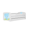 Детская кровать белая Blue Bear с ящиком и латексным матрасом 160x80