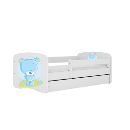 Детская кровать белая Blue Bear с ящиком и латексным матрасом 160x80