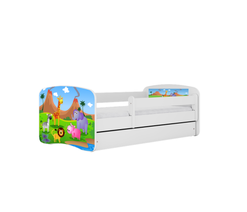 Детская кровать белая Safari с ящиком и латексным матрасом 160x80