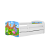 Детская кровать белая Safari с ящиком и латексным матрасом 160x80