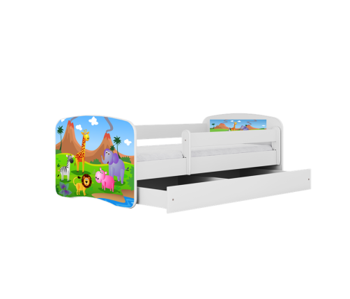Детская кровать белая Safari с ящиком и латексным матрасом 160x80
