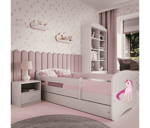 Gulta balta Unicorn ar kokosriekstu matraci bez atvilktnes 180x80