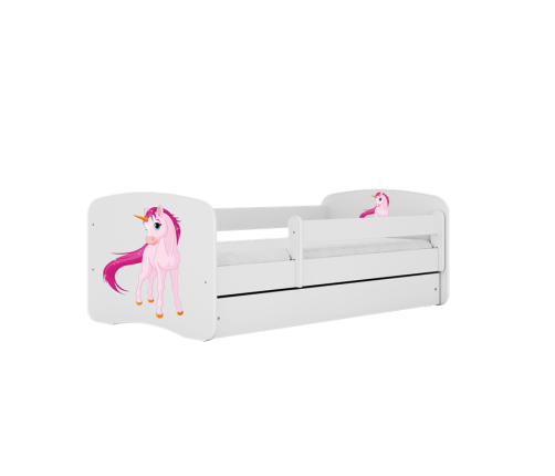 Gulta balta Unicorn ar kokosriekstu matraci bez atvilktnes 180x80