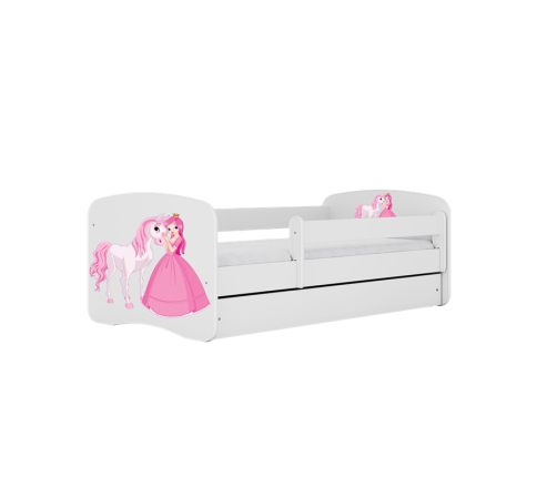 Кровать белая Princess Horse с кокосовым матрасом без ящика 180x80