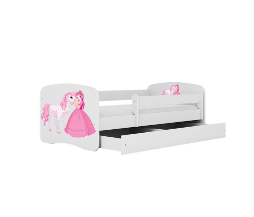 Кровать белая Princess Horse с кокосовым матрасом без ящика 180x80