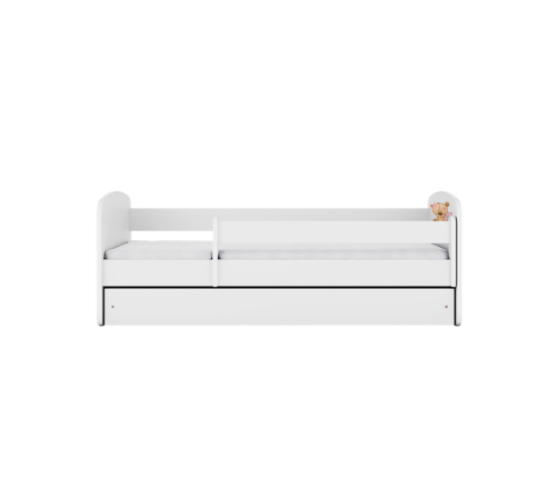 Кровать белая Bear Flowers с кокосовым матрасом без ящика 180x80