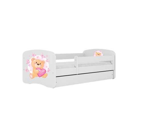 Gulta balta Bear Butterflies ar kokosriekstu matraci bez atvilktnes 180x80