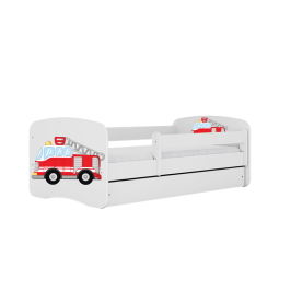 Кровать белая Fire Truck с кокосовым матрасом без ящика 180x80 Кровать белая Fire Truck с кокосовым матрасом без ящика 180x80