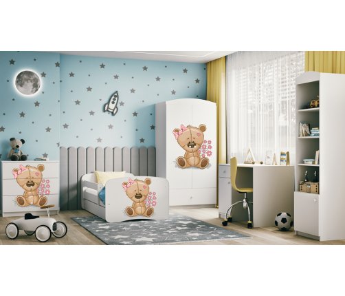 Детская кровать Bear with Flowers с ящиком с матрасом 180x80