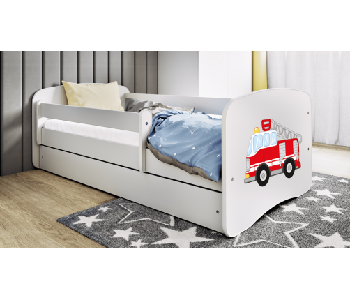 Детская кровать Fire Truck с ящиком с матрасом 180x80