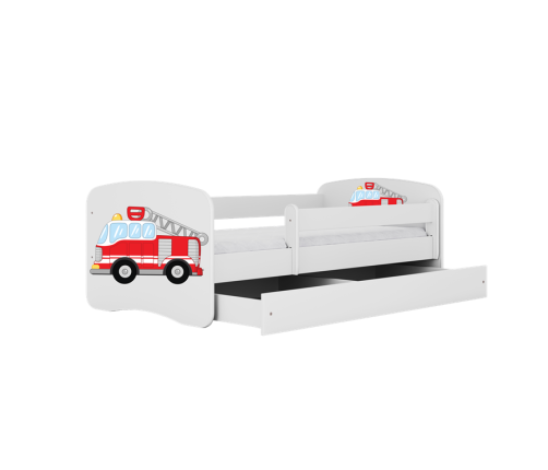 Детская кровать Fire Truck с ящиком с матрасом 180x80