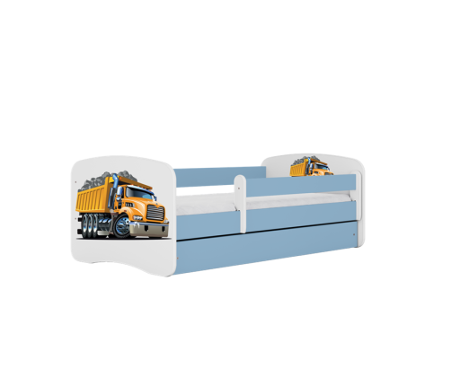 Łóżko babydreams niebieskie ciężarówka bez szuflady materac 140/70