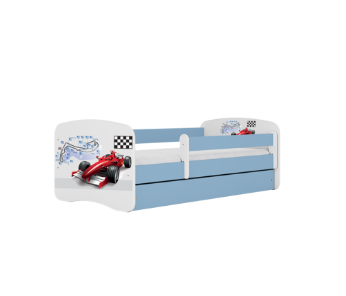 Łóżko babydreams niebieskie formuła bez szuflady materac 140/70