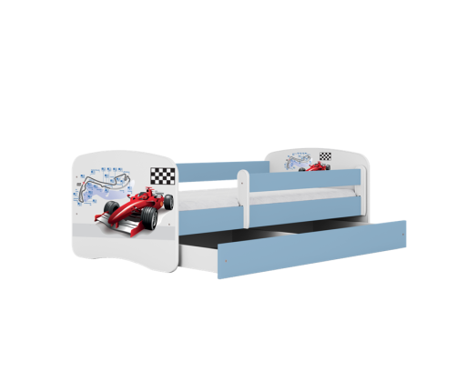 Łóżko babydreams niebieskie formuła bez szuflady materac 140/70