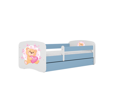 Łóżko babydreams niebieskie miś motylki bez szuflady materac 140/70