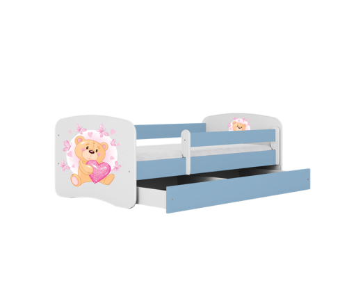 Łóżko babydreams niebieskie miś motylki bez szuflady materac 140/70