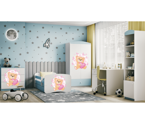 Łóżko babydreams niebieskie miś motylki bez szuflady materac 140/70
