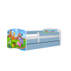 Łóżko babydreams niebieskie safari bez szuflady materac 140/70 Łóżko babydreams niebieskie safari bez szuflady materac 140/70